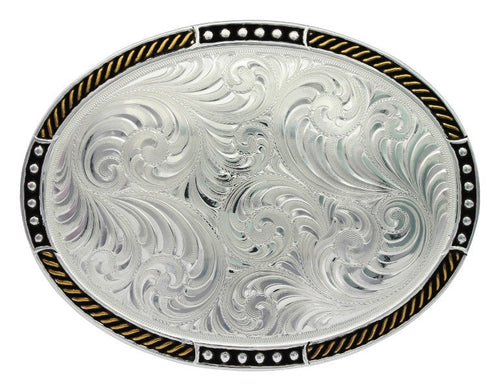 Two-Tone Oval Western Belt Buckle