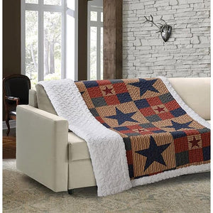 "Mountain Cabin Blue" Quilted Sherpa Throw