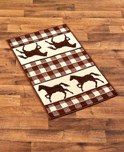 Checkered Brown Horse Accent Rug