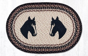 Two Horse Heads Jute Oval Accent Rug