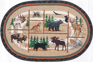 "Lodge Animals" Oval Patch Braided Rug