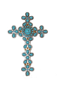 Turquoise Wall Cross - 12" Tall