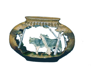 Wolves in Pottery Cutout - 9" Wide