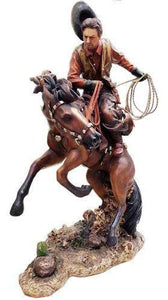 Western Painted Bronc Rider Sculpture