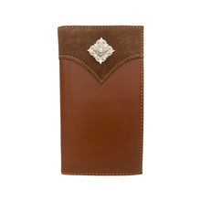 Load image into Gallery viewer, Western 2-Tone Leather Rodeo Wallet with Diamond Shaped Concho