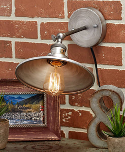 Rustic Metal Wall Lamp - Choose From Silver or Copper!