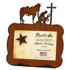 Cowboy at Cross Magnetic Photo Frame - 4" x 6"