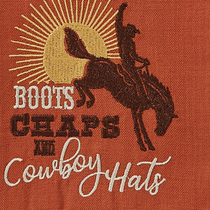 "Boots, Chaps & Cowboy Hats" Western Embroidered Dish Towel
