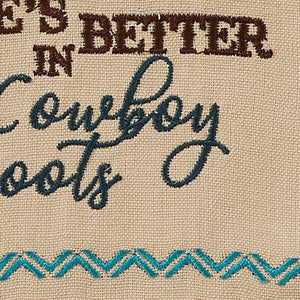 "Life's Better in Cowboy Boots" Western Embroidered Dish Towel