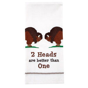 "2 Heads Are Better Than One" Western Embroidered Dish Towel