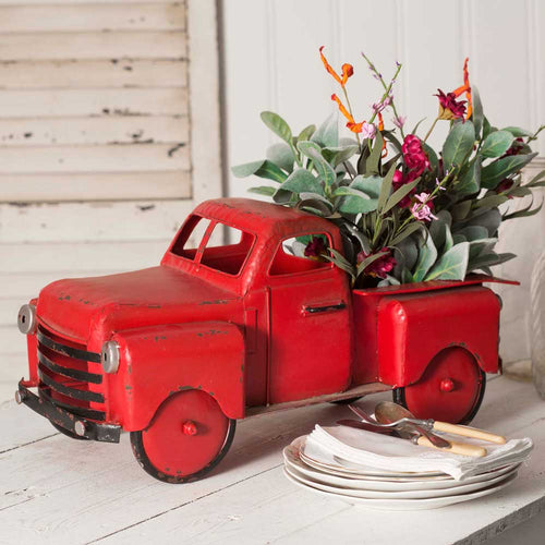 Metal Red Truck Garden Planter