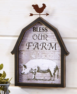 "Bless Our Farm" Pig Wall Plaque