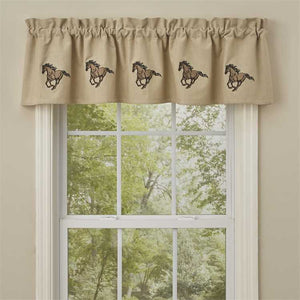 Horse Embroidered Lined Valance
