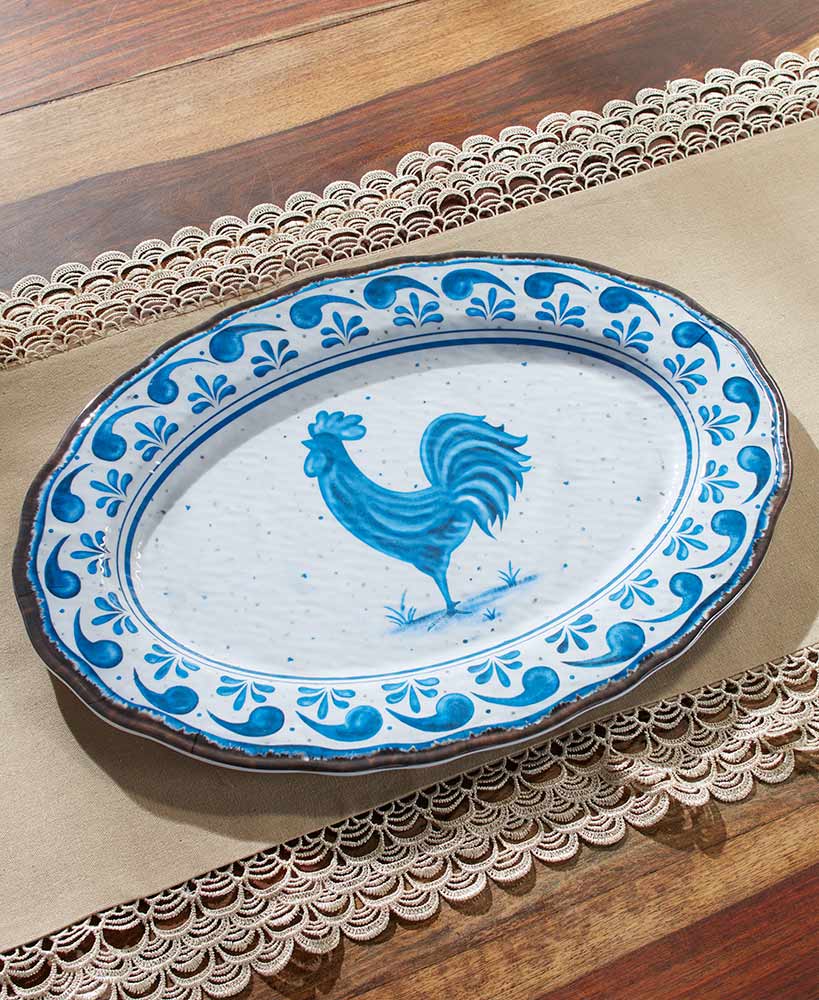 Country Rooster Melamine Serving Platter