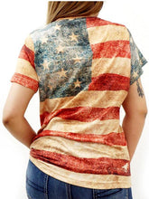 Load image into Gallery viewer, American Flag Print Ladies T-Shirt
