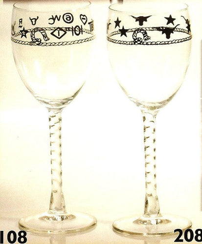 8-1/2 Oz Rope Stemmed Western Wine Glasses 4-Piece Set