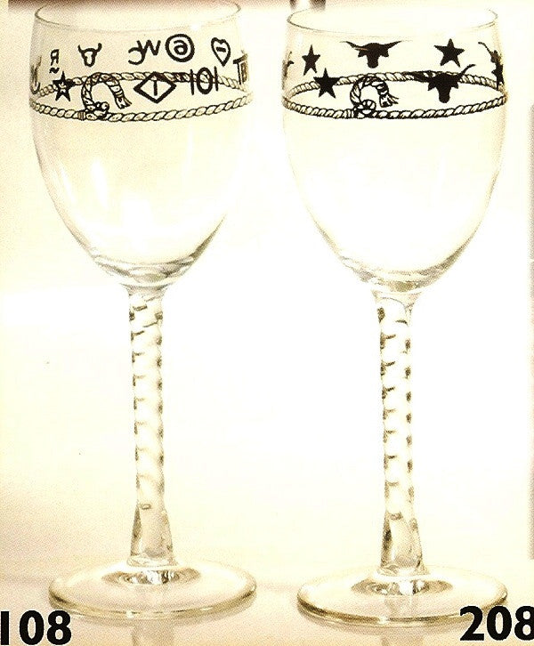8-1/2 Oz Rope Stemmed Western Wine Glasses 4-Piece Set