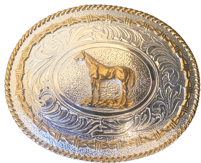 Western Silver & Gold Standing Horse Belt Buckle by Justin – Wild West  Living