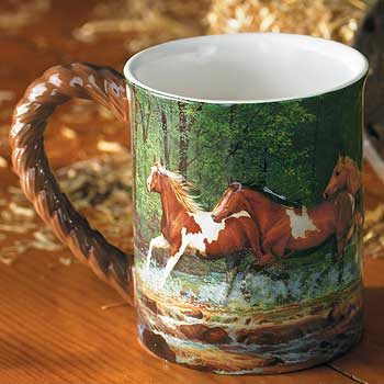 Spring Creek Run – Horses  Sculpted Coffee Mug (16 oz)