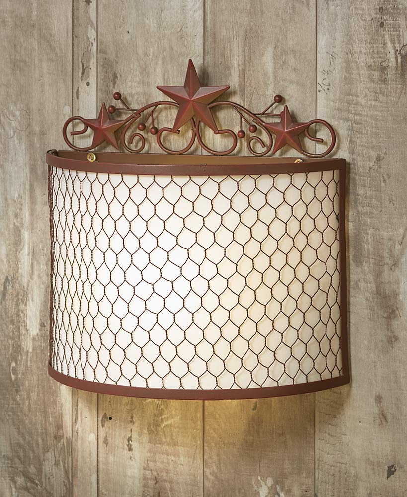 Country Star Chicken Wire Wall Light with Timer