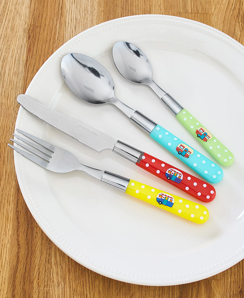 16-Pc. Camper Themed Stainless Steel Flatware Set