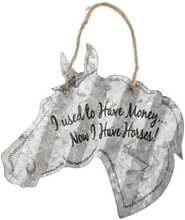 Load image into Gallery viewer, &quot;I Used to Have Money...Now I Have Horses&quot; Corrugated Horse Metal Sign - 2 Sizes