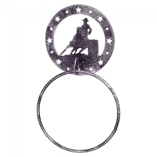 Barrel Racer Towel Ring Silver & Black