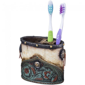 Turquoise Floral Tooth Brush Holder