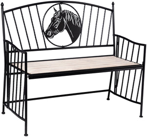 Western Horse Head Collapsible Bench