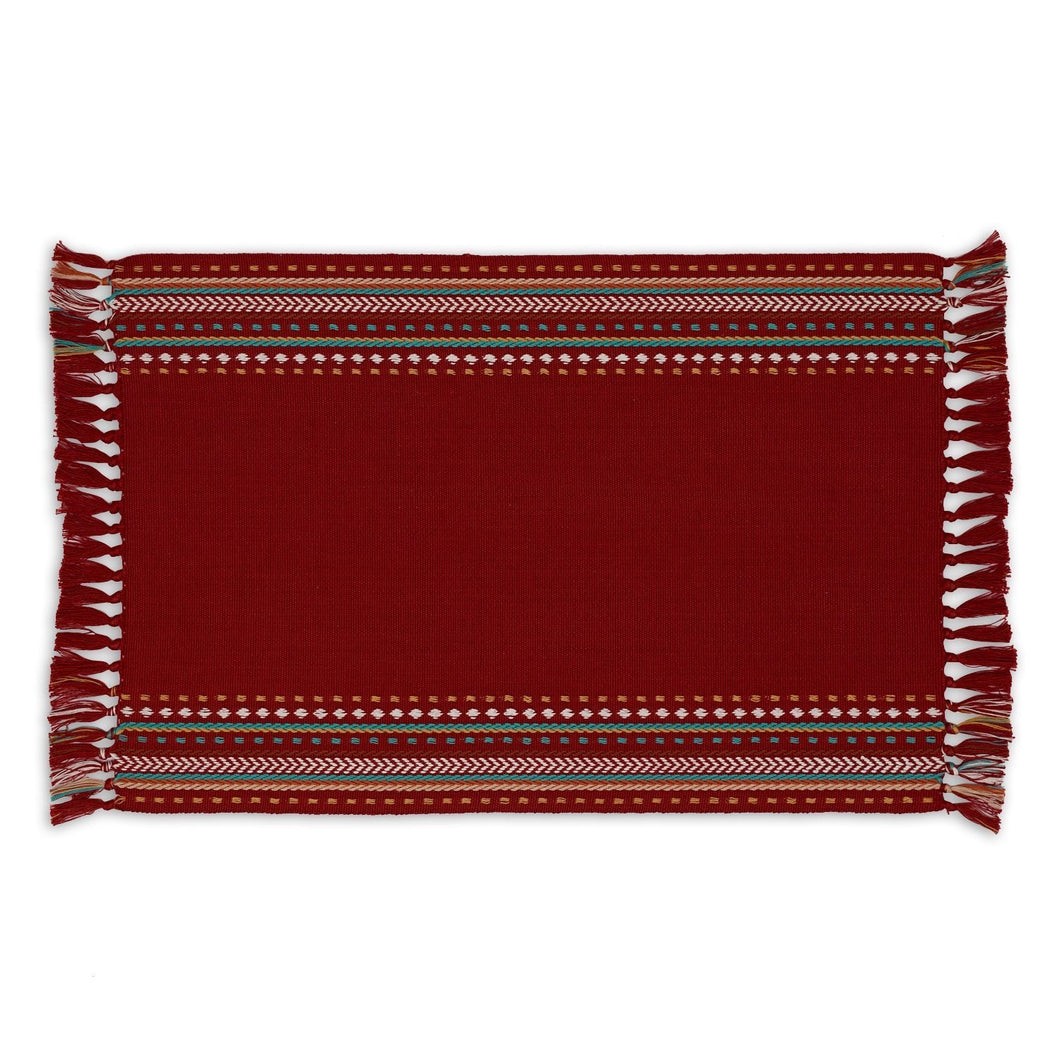 Red Chipotle Hacienda Stripe Fringed Placemat