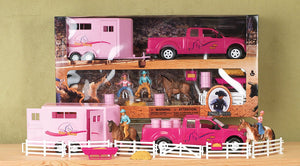 Girls' Bigtime Rodeo Cowgirl Truck, Trailer And Accessory Set - Pink