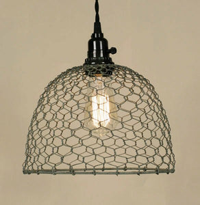 Chicken Wire Dome Pendant Light - Barn Roof