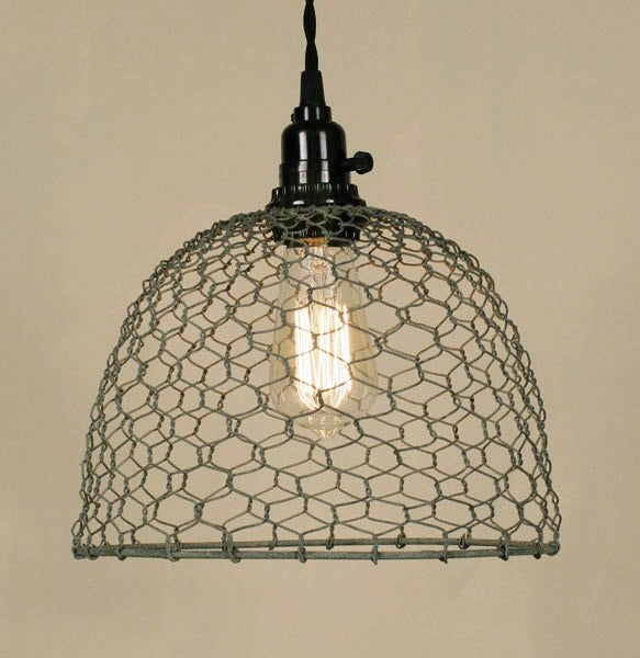 Chicken Wire Dome Pendant Light - Barn Roof