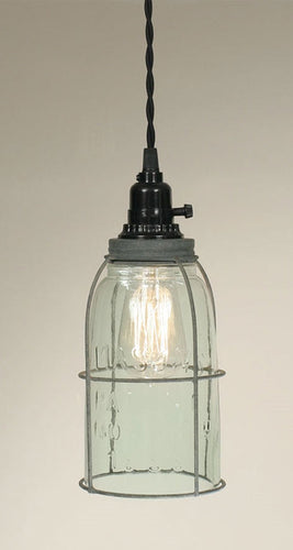 Half Gallon Caged Mason Jar Pendant Lamp - Barn Roof