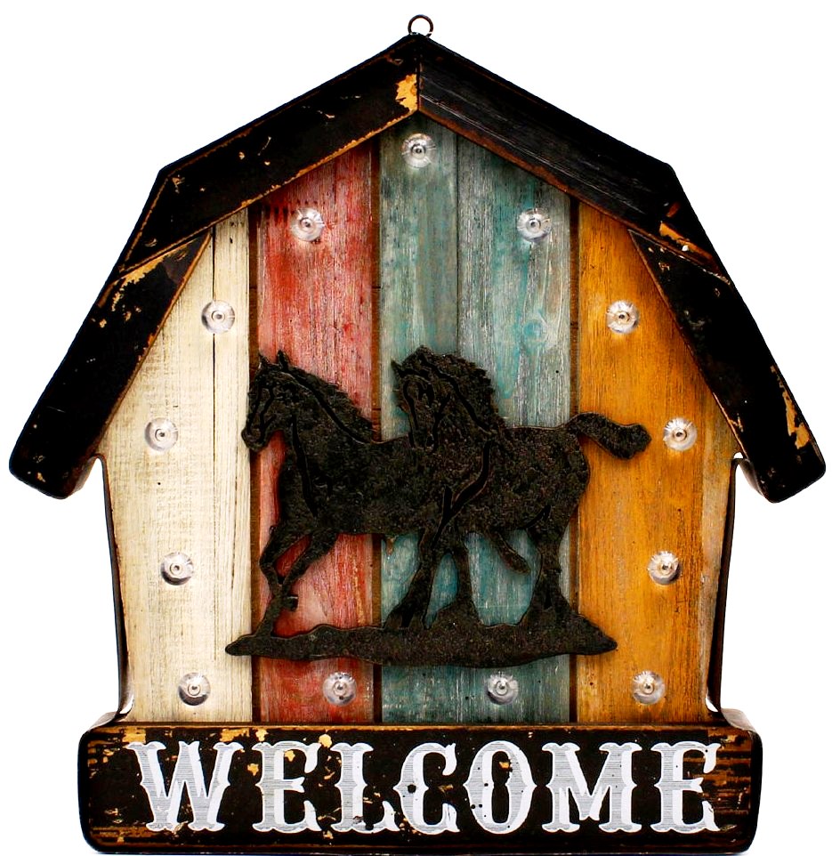 Horses & Barn LED Welcome Sign