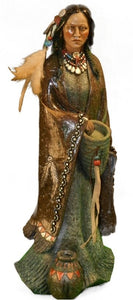 Indian Woman with Basket Sculpture - 13"