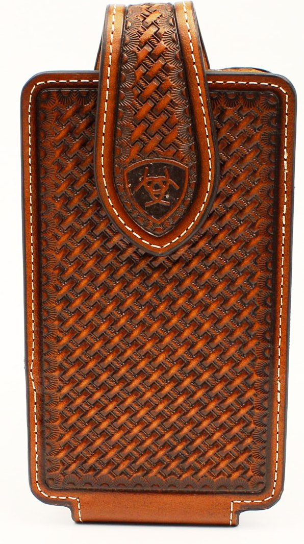 Western Brown Basketweave Cell Phone Holder Fits iPhone 6 7 8