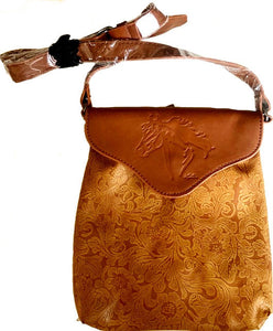 "Hit the Trail" Tooled Look Crossbody with Embossed Horse