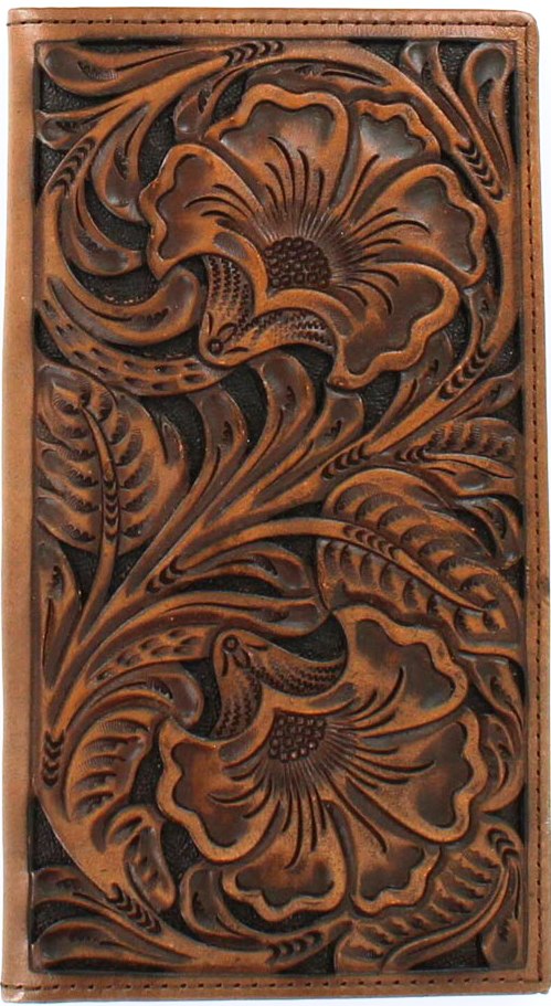 Western Brown Tooled Leather Rodeo Wallet