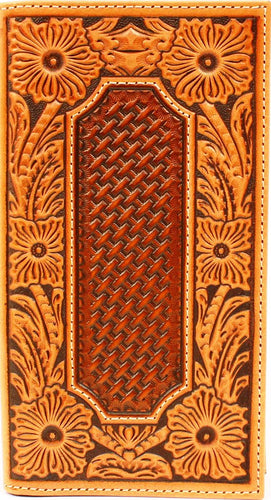 Western Tooled & Basketweave Rodeo Wallet by Ariat