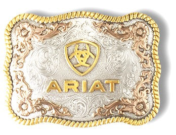 Ariat Rectangular Belt Buckle with Scalloped Rope Edge
