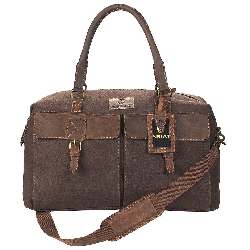 Ariat Brown Canvas Leather Duffle Bag