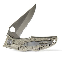 Load image into Gallery viewer, Ariat Folding Plain/Serrated Knife Silver - 2 Sizes Available