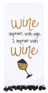 "Improves with Age" Glitter Wine Flour Sack Towel