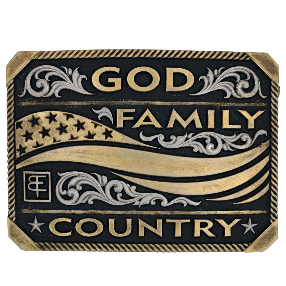 God Family Country Squared Buckle