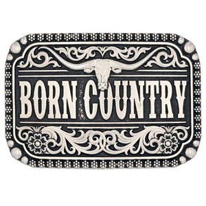 "Born Country" Longhorn Belt Buckle