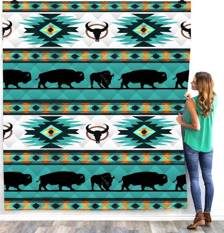 Buffalo Blanket/Wall Hanging - Turquoise
