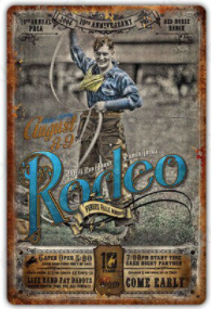 "Lasso" Vintage Rodeo Tin Sign