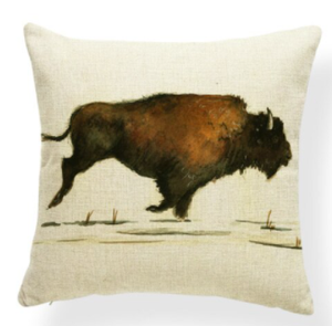 "Running Buffalo" Accent Pillow 18" x 18"