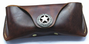 Western Leather Eyeglass Case with Texas Star Concho